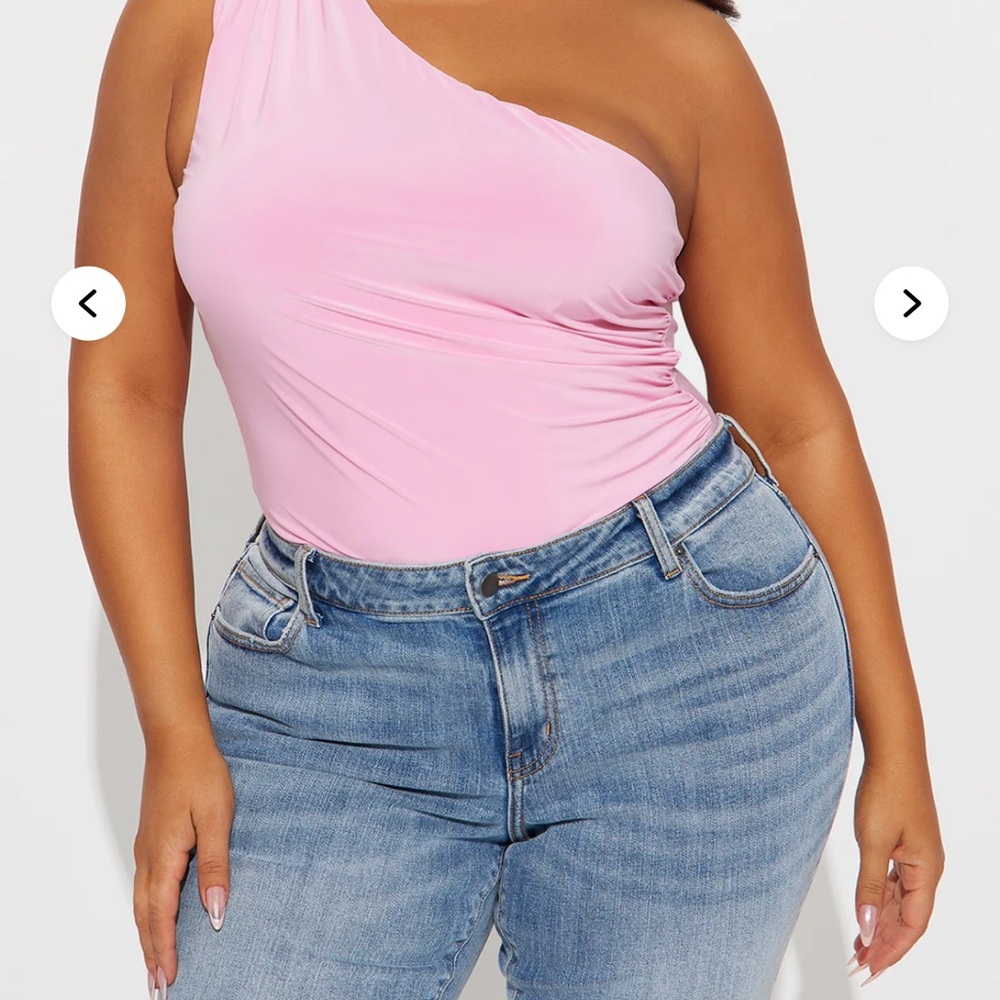 Fashion Nova Pink Asymmetrical Sleeveless Bodysuit